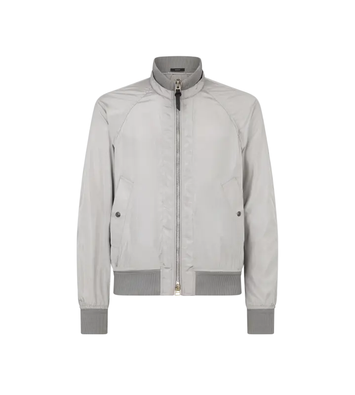 TAFFETA KNIT COLLAR BOMBER SILVER online